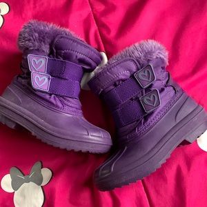 Purple Velcro Close Faux Fur Snow Boots M (7/8)